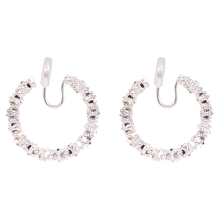 碎银环形耳夹无耳洞女新款小众独特设计感素圈耳饰无洞银色耳环夹