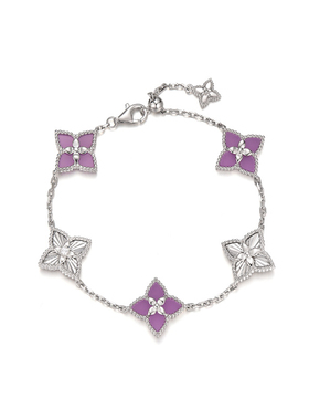 纯银紫色四叶草手链女轻奢小众