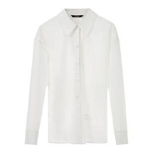 朗姿欧洲EiLEEN ELITEE纯棉设计感气质上衣女衬衣2024秋新款衬衫