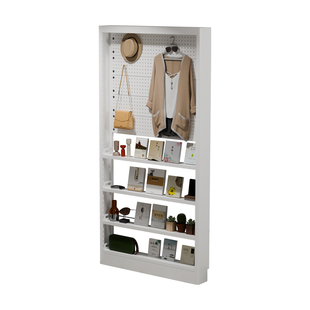 超薄15CM金属防尘帘置物架书架洞洞板门后收纳架落地一体极窄靠墙