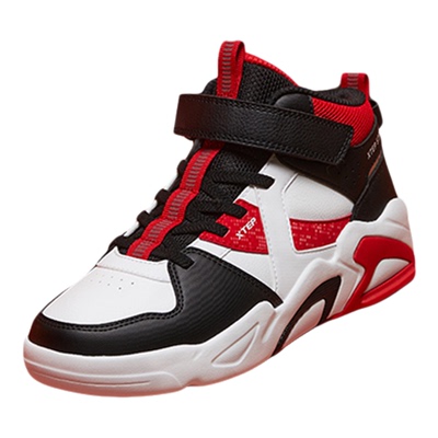 特步童鞋秋冬新款儿童运动跑鞋男童中大童轻便舒适魔术贴高帮板鞋