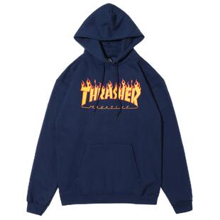 王一博同款 Thrasher Flame Hoodie火焰帽衫加绒连帽卫衣男女外套