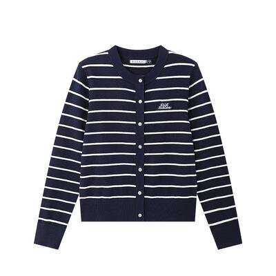 ELLEActive撞色细条开衫