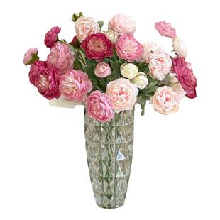 LOKO露莲仿真花植绒假花花束客厅餐桌花艺摆件洋牡丹装饰桌面插花