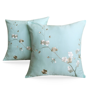 威鸣 欧式纯棉刺绣靠垫套绣花坐垫套沙发汽车办公室全棉枕头套