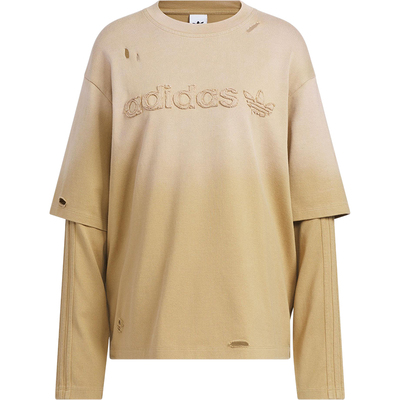 Adidas/阿迪达斯正品三叶草女士休闲二合一复古长袖上衣KS8496