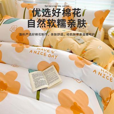 春秋冬季全棉床上四件套加厚纯棉被套床单床品套件床笠学生三件套