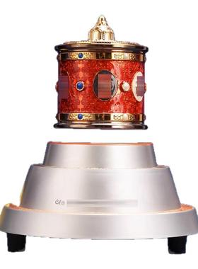 藏式磁悬浮转金轮摆件家居装饰转动轮插电触屏六字转金筒创意礼品