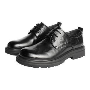 森达正装皮鞋男鞋2025秋季新款复古圆头牛皮鞋通勤商务鞋JDZ46CM5