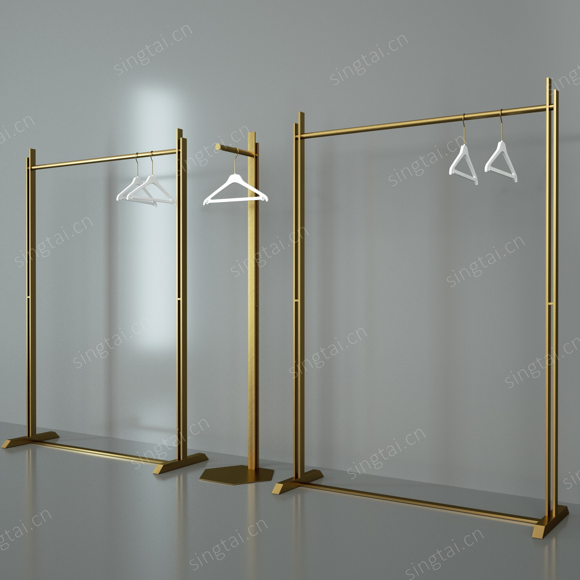 不锈钢龙门架服装店衣u架子落地式中岛架正挂拉丝钛金架子展示货