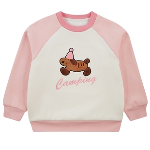 歌瑞家男童女童加绒卫衣儿童上衣新款秋冬打底衫冬装衣服长袖乐友