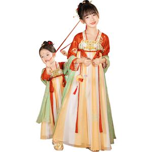 乌扣.玉兔 汉服女童春秋儿童中国风古装超仙长袖襦裙连衣裙秋季