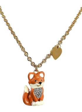 可爱少女狐狸镶钻长款项链毛衣链