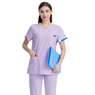 洗手衣女医生手术室弹力速干刷手服口腔医院薄款手术衣工作服短袖