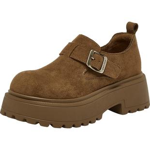 百思图2026春季新款厚底全包勃肯鞋复古粗跟女懒人单鞋D3727AM6