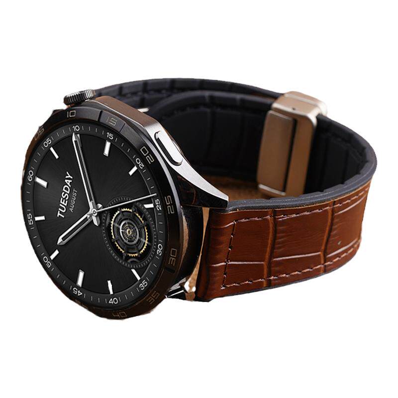适用小米Watchs4真皮手表带sport4代腕表s3智能磁吸扣S2竹节纹s1pro男女式运动color2秋冬华米gtr4配件腕带