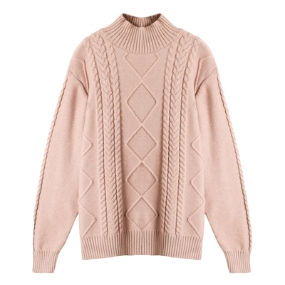 半高领时尚毛衣加厚麻花保暖打底