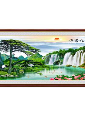 中式山水画背景墙贴纸客厅装饰画