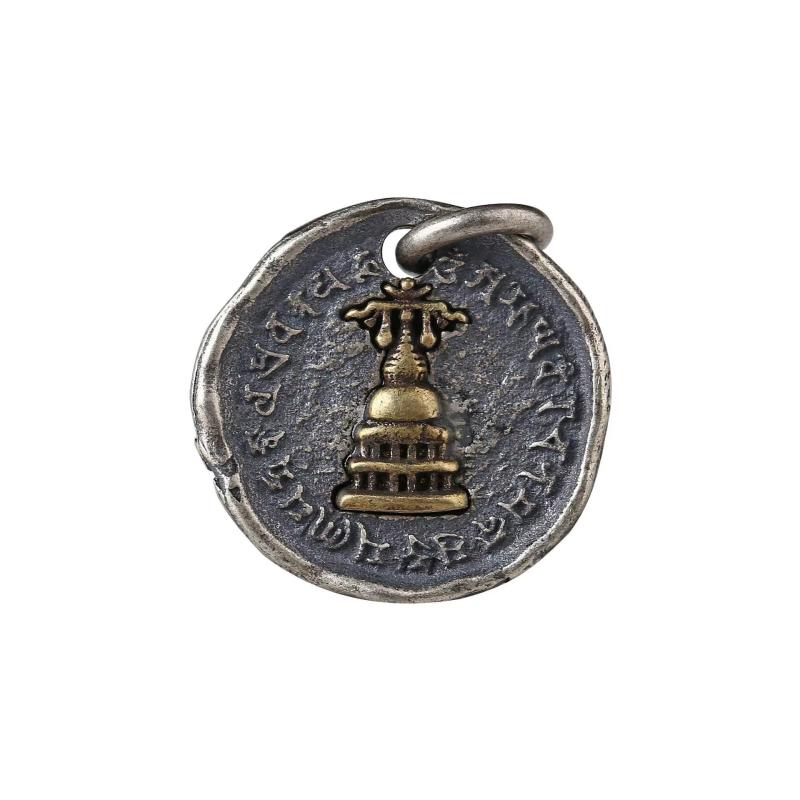 不同银匠 复古925纯银八福轮西藏扎基拉姆宝塔DIY吊坠创意潮男女