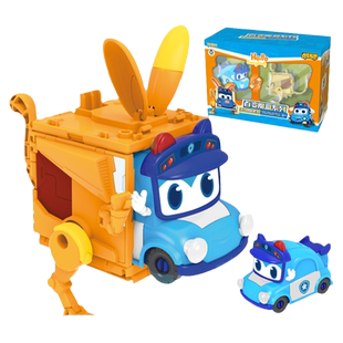 正版百变校巴魔盒跳鼠警长歌德儿童磁吸变形合体机器人金刚男孩