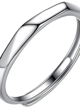 对戒情侣戒指烽之银足银素圈情侣