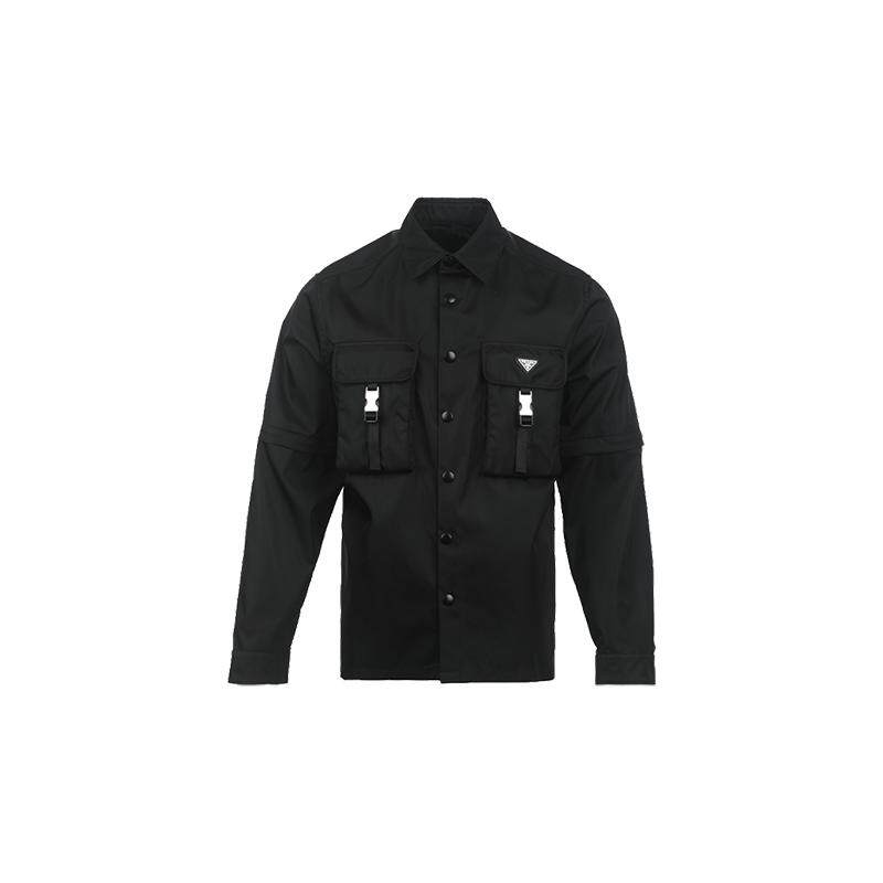 【自营】Prada/普拉达男款Re-Nylon三角徽标口袋设计宽松两穿衬衫