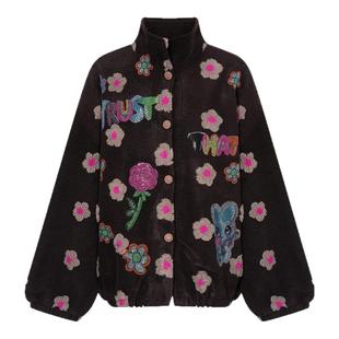 TCH时尚烫钻保暖宽松立领休闲棉服外套女2025冬季新款T75D18E1008