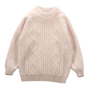 儿童羊绒衫高端纯山羊绒男童毛衣女童圆领宝宝打底针织衫洪叶云台