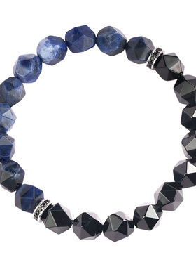 天然手链男款蓝水晶玛瑙小众手串