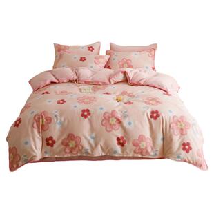 冬季田园风全棉加绒被套单件两面用a纯棉b牛奶珊瑚绒单面保暖被罩