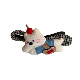 可爱挎包小狗大号发夹发卡百搭布艺格子后脑勺盘发鸭嘴夹抓夹发饰