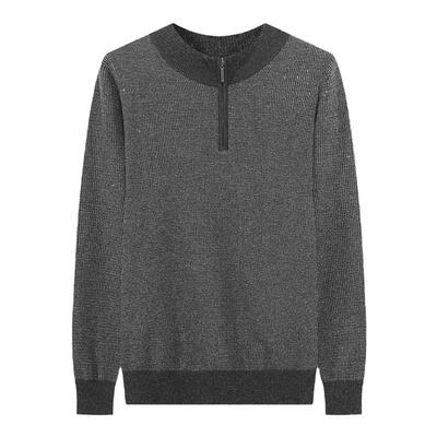 鹿王半高领拉链单面交织男套衫