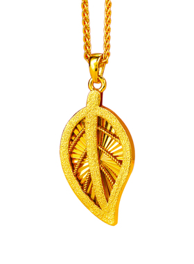 新款仿黄金色树叶吊坠高级感挂坠