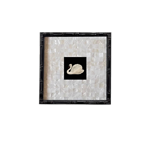 法式复古玄关装饰画高级感中古风斗柜背景墙挂画软装天然贝壳摆件