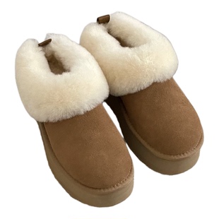 新品塔茨勒桑坡羊皮毛一体时尚百搭增高厚底温暖舒适女冬加绒加厚