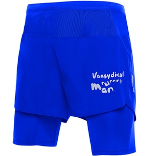 可放手机跑步短裤男带紧身平角内衬马拉松三分裤假两件运动五分裤