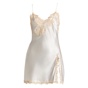 2025春季新款真丝吊带睡衣女短款白色蕾丝刺绣桑蚕丝睡裙家居服夏