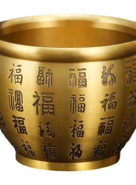 黄铜聚财米缸家居摆件金蟾聚宝盆