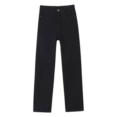 黑色高腰四面弹烟管牛仔裤八九分