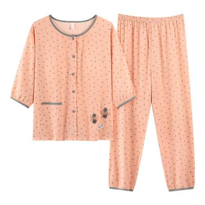 2025新款睡衣女夏季带胸垫七分袖两件套装云朵棉超火可外穿家居服