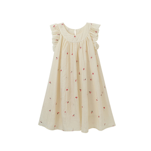 布丁哈鲁童装夏装女童洋气长裙子2026夏季新款儿童甜美碎花连衣裙