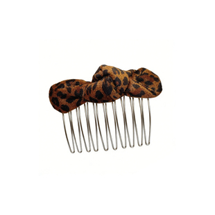 豹纹蝴蝶结发卡倒插梳女2026新款高级感碎发整理神器公主头刘海夹