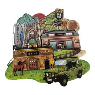 新疆塞里木湖冰箱贴旅游景点木质磁性贴3d立体冰箱装饰留言板磁贴