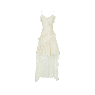 法式蕾丝绣花温柔风连衣裙吊带裙