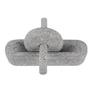 天然麦饭石碾子碾茶药碾手推槽臼粉碎老式研磨船中药捣捻粮食压器