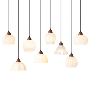 2025新款中古风餐厅吊灯三头桃木色卧室床头单头吊灯走廊过道吊灯