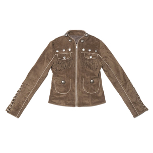 QSC牧徊系列仿羊皮软糯重工流苏绑带复古皮衣外套城市游牧