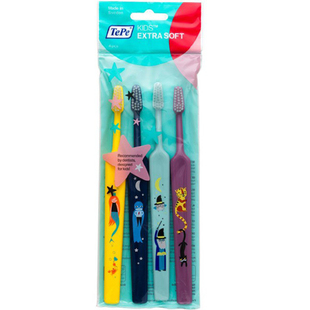 瑞典原装TePe儿童超软毛细毛牙刷4支装 乳牙护齿婴幼儿软毛牙刷