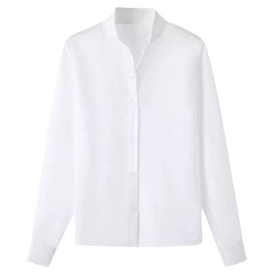 许我耀眼赵露思许妍穿搭同款V领白色衬衫女秋冬宽松打底叠穿衬衣