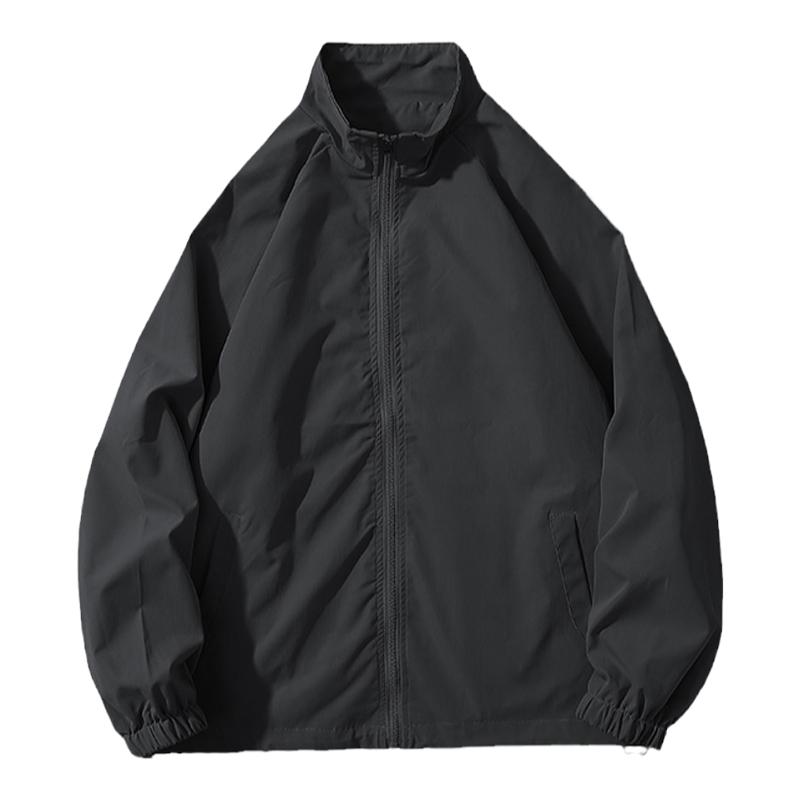 美式无帽冲锋衣外套男款春季日系教练夹克oversize潮牌立领棒球服